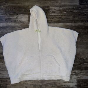Offline By Aerie Full Zip Ivory Sherpa‎ Hooded Poncho Jacket Oversized Size XS/S